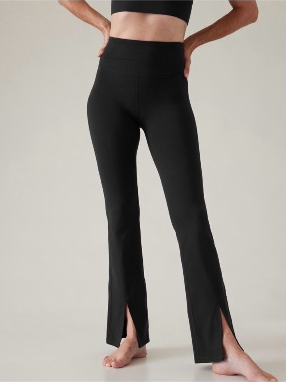 Athleta Black Elation Split Flare Pants, size L